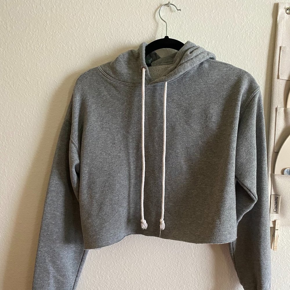 Grey Cropped Hoodie